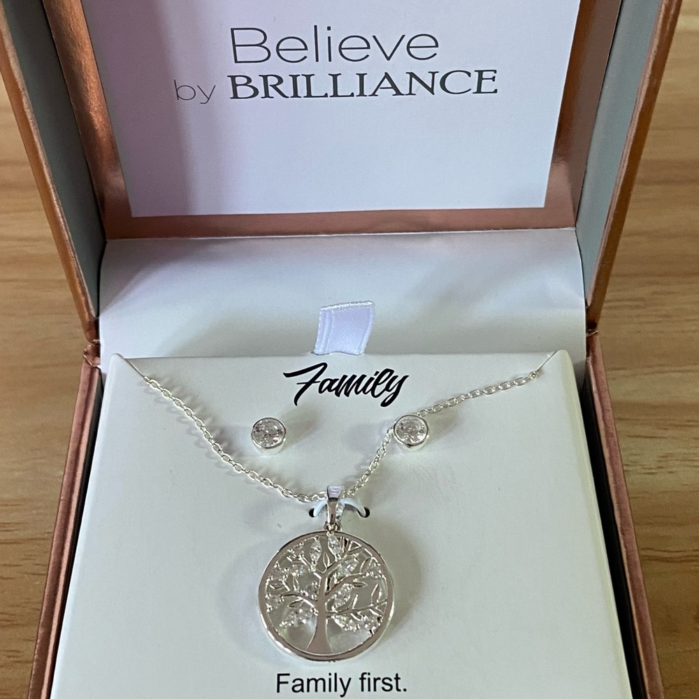 family tree necklace and earring set